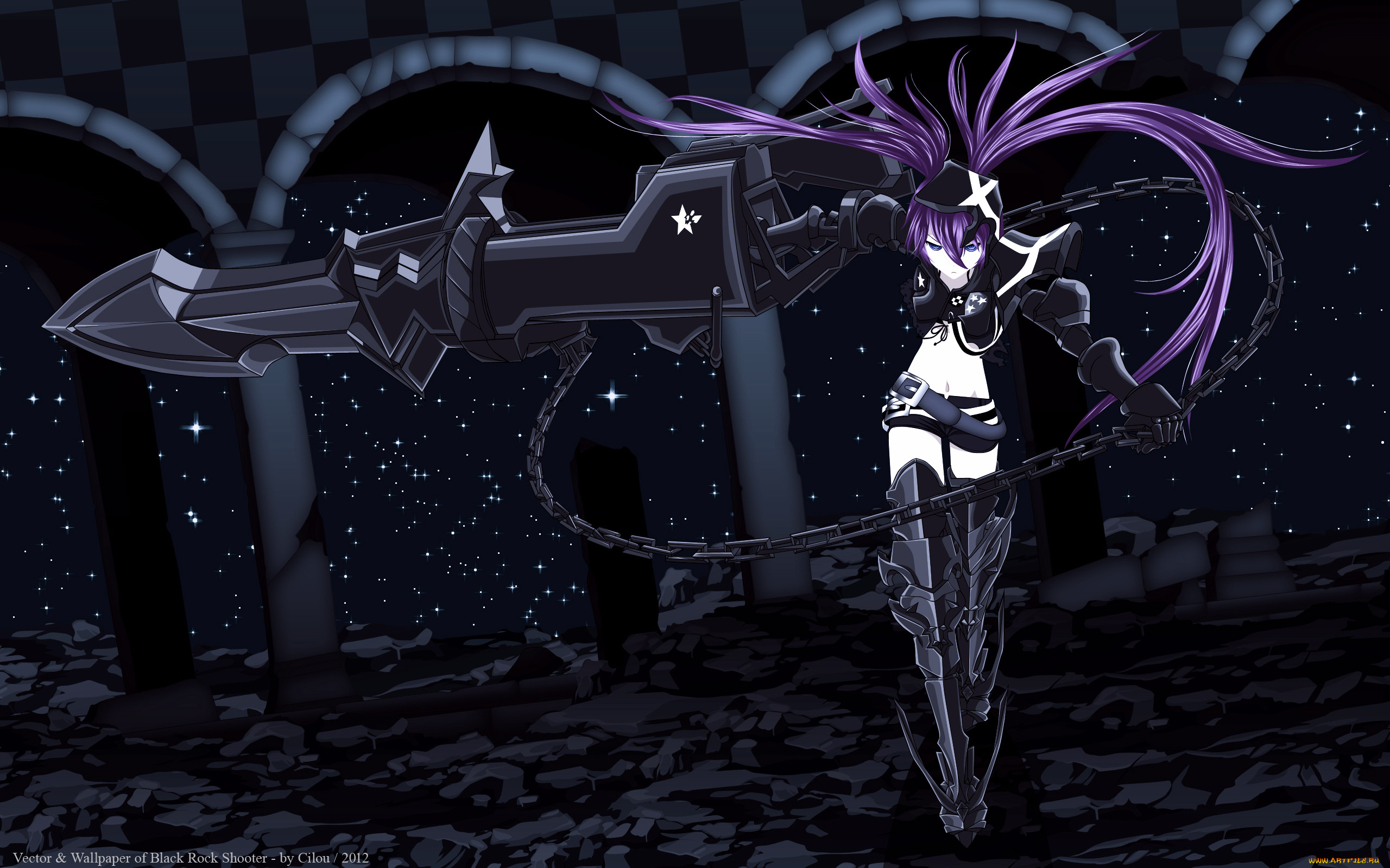 , black rock shooter, black, rock, shooter, insane, , , 